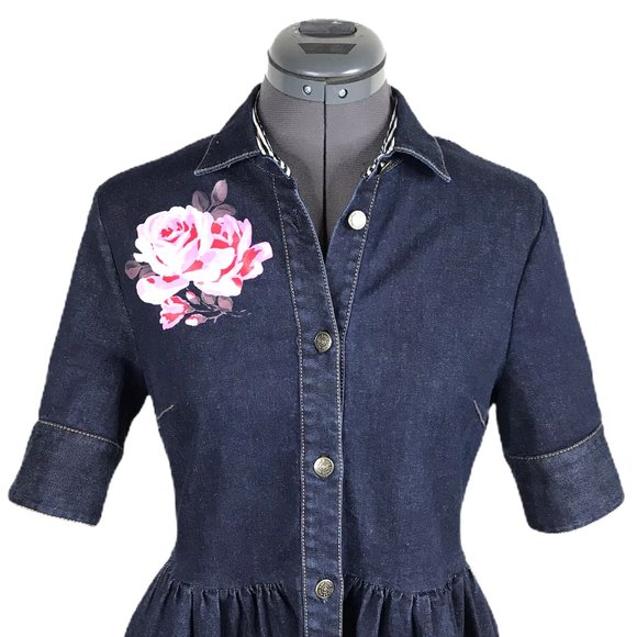 # Kate Spade - Broome Street Denim Rose Dress Sz 6 - Picture 8 of 14